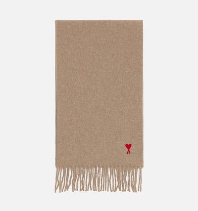 AMI PARIS Classic Ami De Cœur Scarves Khaki | ami_CA334