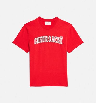 AMI PARIS Coeur Sacré T Shirts Red | ami_CA540