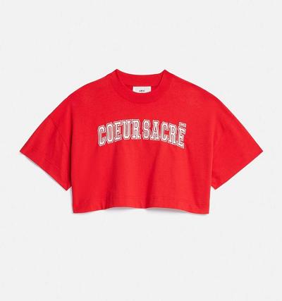 AMI PARIS Cropped Coeur Sacré T Shirts Red | ami_CA552