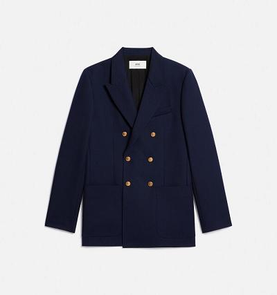 AMI PARIS Double Breasted Jackets Navy | ami_CA158