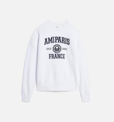 AMI PARIS France Crewneck Sweatshirts White | ami_CA122