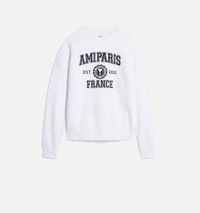 AMI PARIS France Crewneck Sweatshirts White | ami_CA264