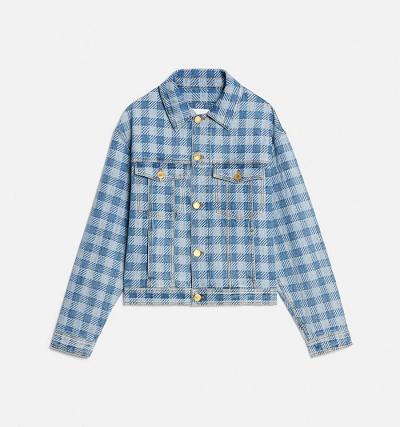 AMI PARIS Gingham Boxy Fit Denim Jackets Blue | ami_CA116