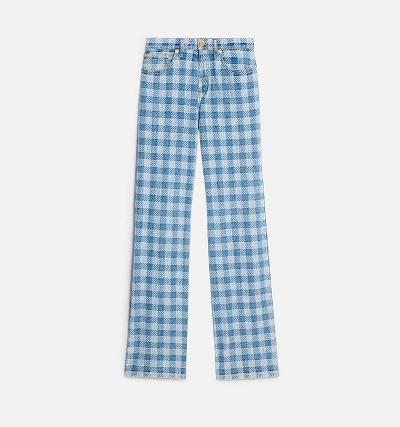 AMI PARIS Gingham Pattern Jacquard Jeans Blue | ami_CA238