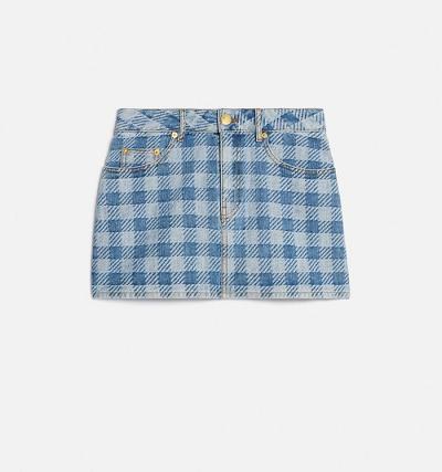 AMI PARIS Gingham Pattern Jacquard Mini Denim Blue | ami_CA270