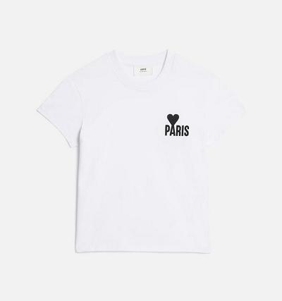 AMI PARIS Paris Ami de Coeur T Shirts White | ami_CA467