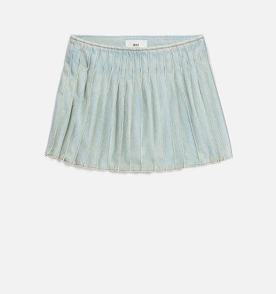 AMI PARIS Pleated Denim Blue | ami_CA448