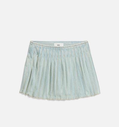 AMI PARIS Pleated Skirts Light Blue | ami_CA198