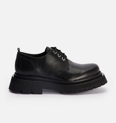 AMI PARIS Round-Toe Derbies Shoes Black | ami_CA496