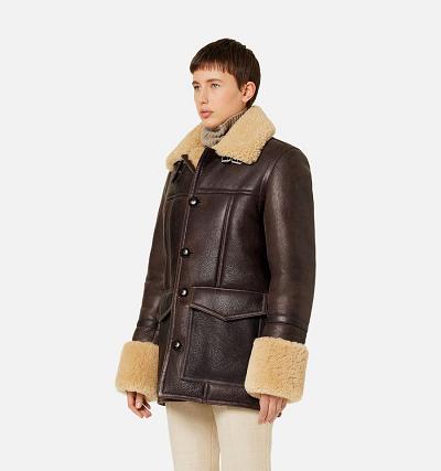 AMI PARIS Shearling Buttoned Jackets Brown | ami_CA432