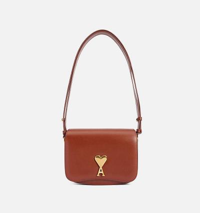 AMI PARIS Small Paris Bags Brown | ami_CA421