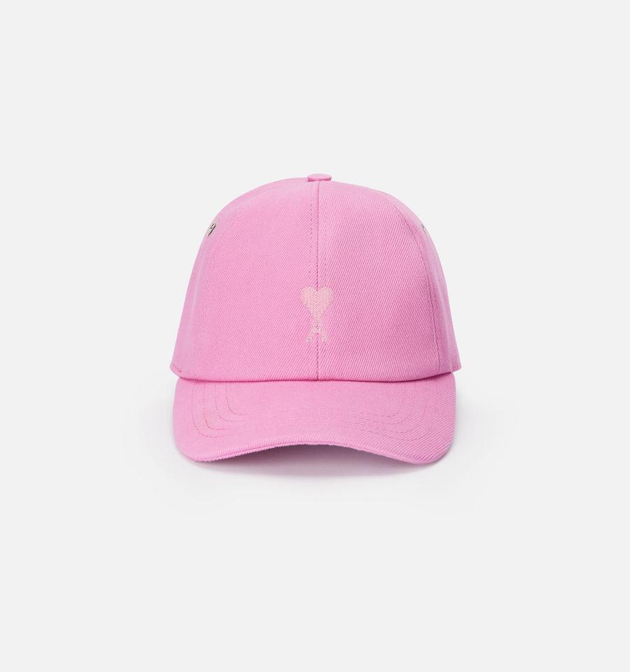 AMI PARIS Tonal Ami de Coeur Embroidery Caps Pink | ami_CA424
