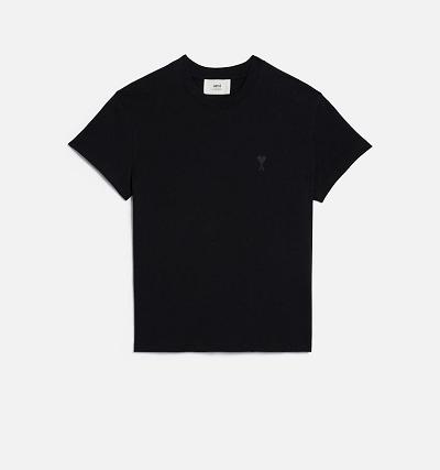 AMI PARIS Tonal Ami de Coeur T Shirts Black | ami_CA185