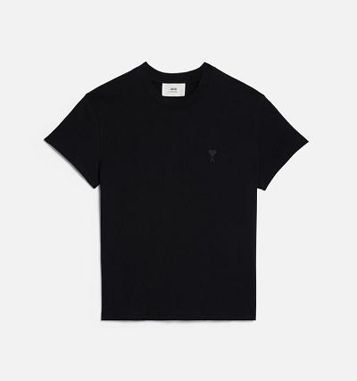 AMI PARIS Tonal Ami de Coeur T Shirts Black | ami_CA500