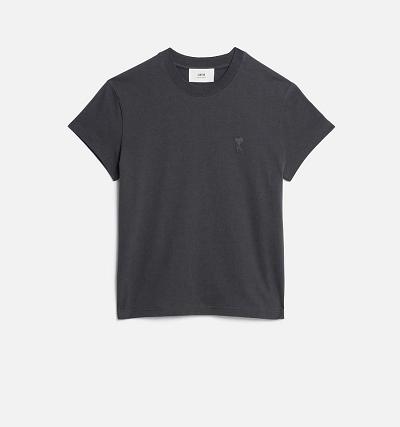 AMI PARIS Tonal Ami de Coeur T Shirts Grey | ami_CA153