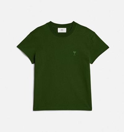 AMI PARIS Tonal Ami de Coeur T Shirts Green | ami_CA417