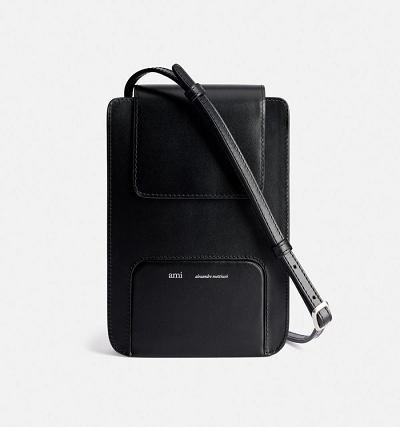 AMI PARIS Vertical Pouch Bags Black | ami_CA452