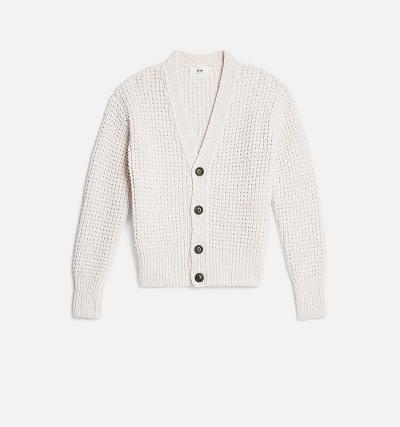 AMI PARIS Waffle Knit Cardigans White | ami_CA252