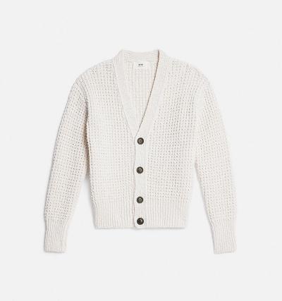 AMI PARIS Waffle Knit Cardigans White | ami_CA564