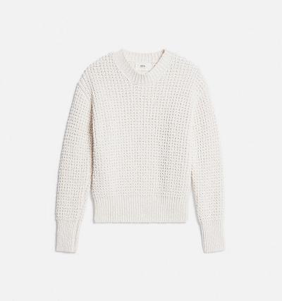 AMI PARIS Waffle Knit Sweaters White | ami_CA465