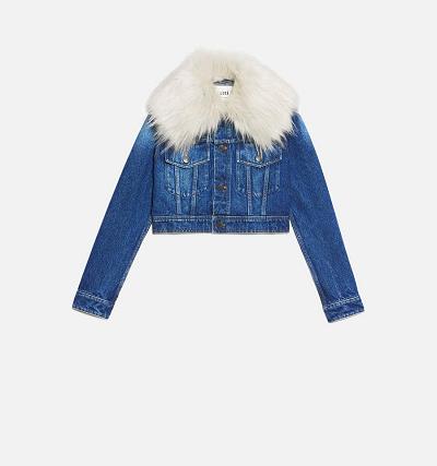 AMI PARIS With Synthetic Fur Collar Jackets Blue | ami_CA401