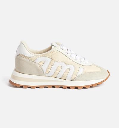 AMI PARIS logo-patch panelled Shoes Beige | ami_CA549