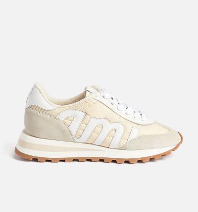 AMI PARIS logo-patch panelled Sneakers Beige | ami_CA398
